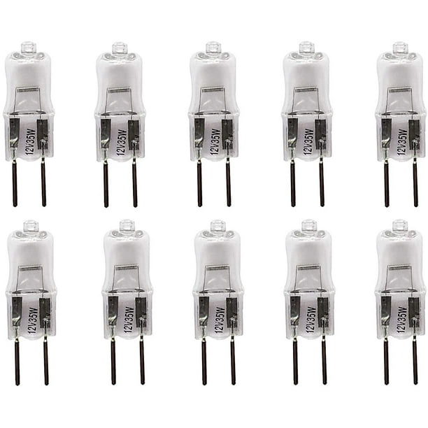 35W Halogen Bulbs G5.3 35 Watt G5.3 12V 35W Halogen Bulbs JC Bi-Pin Base Light 35 Watt 12 Volt Halogen Lamp for Home Lighting,Clear Glass Lens,Warm White 2700K,10 Pack